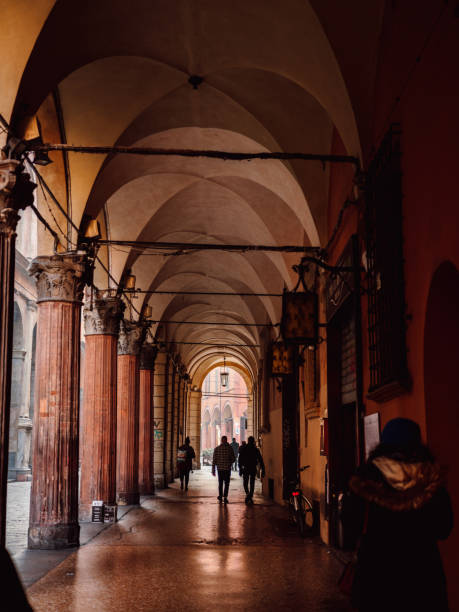 Alleyway in Bologna Italy stock photo