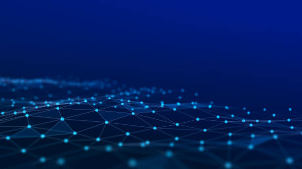 istock Abstract blue futuristic background. Technological wave of information data flow. 3D rendering. 1367512600
