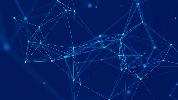 istock Distribution of lines and points in space. Digital background of data network connection. 3D rendering. 1367512745