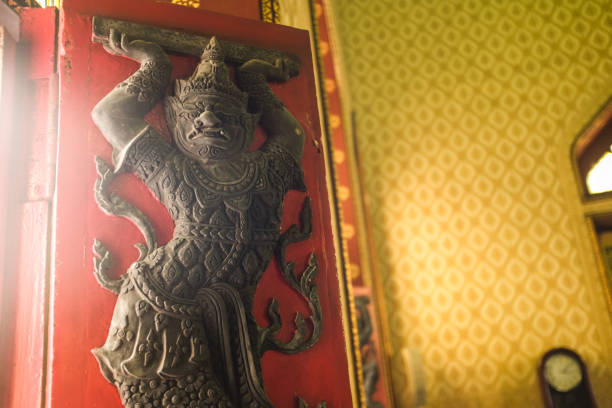 istock Thai giant statue on the Temple door 1367517898