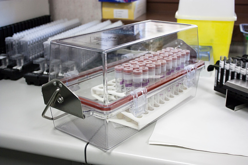 Test Tube Container Box Container For Transporting Test Tubes To The Analysis Laboratory Stock ...