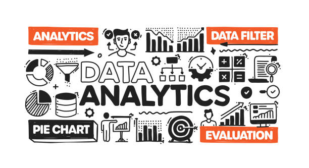 Data Analytics object and elements. Vector doodle illustration collection. Hand drawn icon set or banner template Data Analytics object and elements. Vector doodle illustration collection. Hand drawn icon set or banner template pros and cons chart stock illustrations