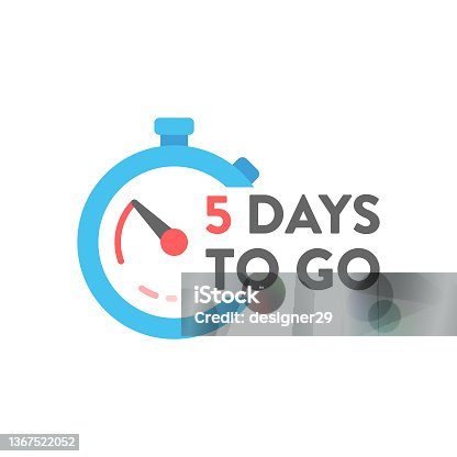 istock Five Days To Go Badge. Countdown Timer Vector Design. 1367522052