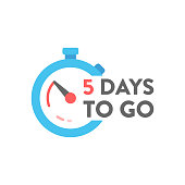 istock Five Days To Go Badge. Countdown Timer Vector Design. 1367522052