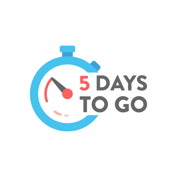 five days to go badge. countdown timer vector design. - 秒錶 幅插畫檔、美工圖案、卡通及圖標