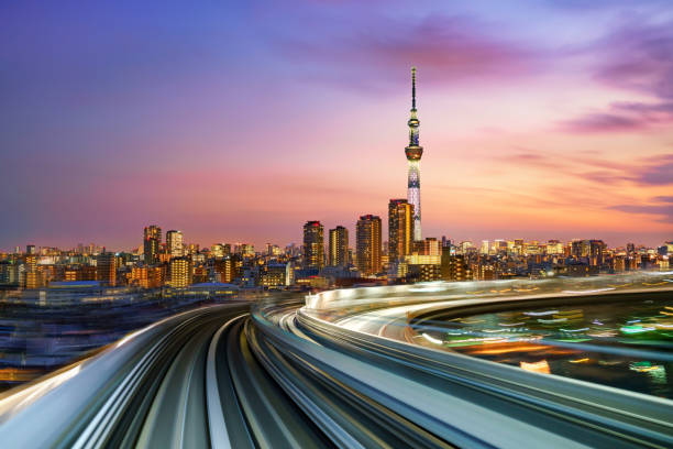 東京タワー、日本スカイライン - long exposure ストックフォトと画像