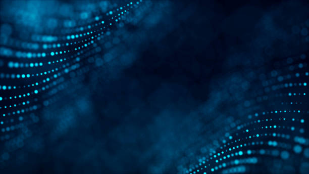 istock Digital background with movement of glowing particles. Complex technologies of big data. 3D rendering. 1367523081