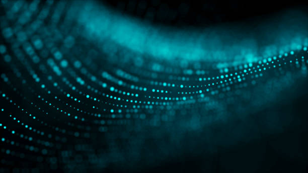 istock Digital background with movement of glowing particles. Complex technologies of big data. 3D rendering. 1367523083