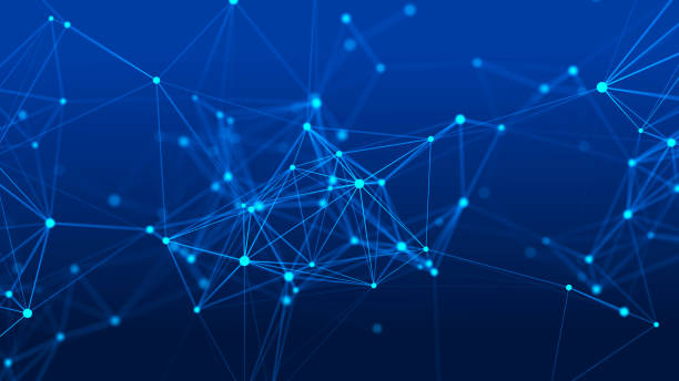 istock Distribution of lines and points in space. Digital background of data network connection. 3D rendering. 1367523172