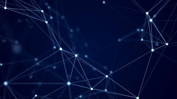 istock Distribution of lines and points in space. Digital background of data network connection. 3D rendering. 1367523233