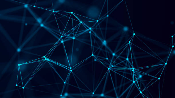istock Distribution of lines and points in space. Digital background of data network connection. 3D rendering. 1367523700