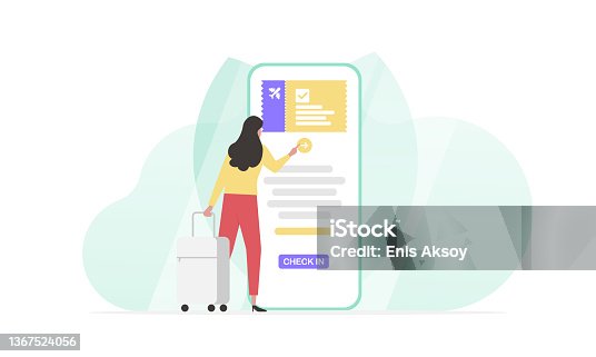 istock Online check-in 1367524056