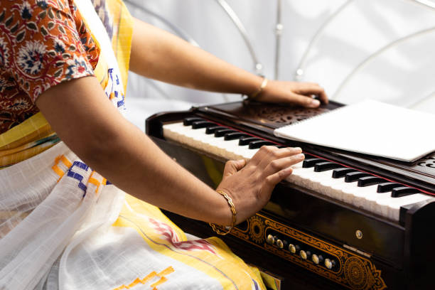 индийская классическая музыка - harmonium стоковые фото и изображения