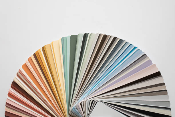 istock Paper color sample palette catalogue for paints on white background. 1367529841