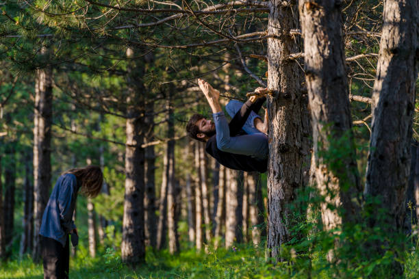 istock Summer forest activity feint hiking on a tree in the woods 1367531559