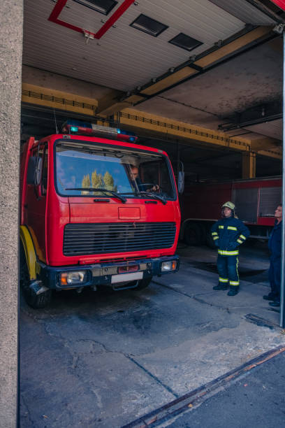 istock Fire engine inside the garage of the fire department 1367534602