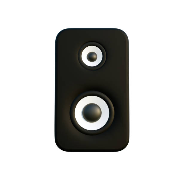 istock Realistic black and white colored music speaker on white background. Minimalism concept. Front view. 3d rendering 1367534928