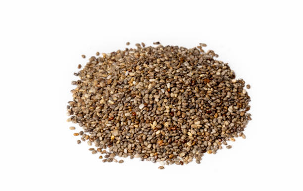 istock Chia seeds on the white background 1367537407