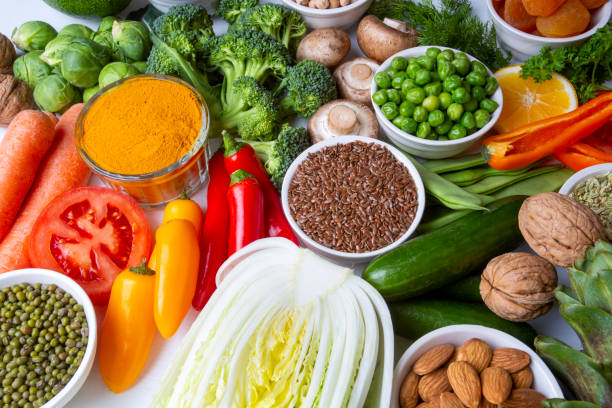 istock Healthy diet vegetables background. Clean and detox eating. 1367537723