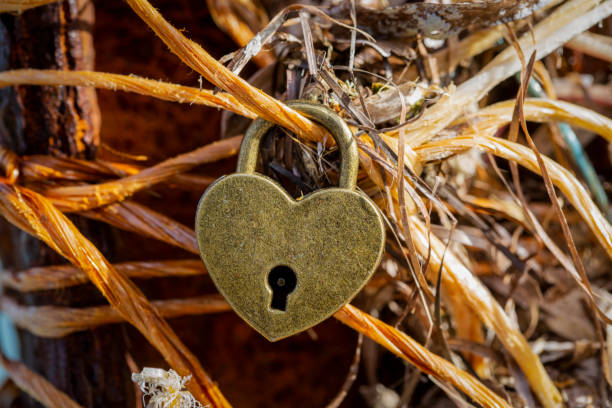 Heart shaped padlock. Valentines day love concept.