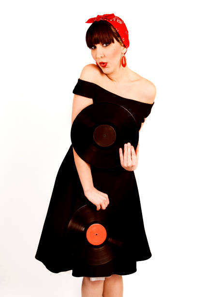 istock Vintage Pinup Girl with Records 136754262