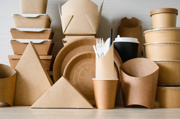 istock A lot of disposable eco-friendly tableware is on the table. 1367542856