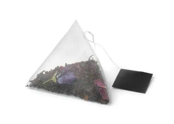 Floral  tea bag isolated on white