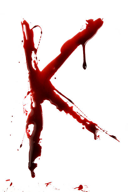 gocciolamento bloody alfabeto k - letter k blood alphabet drop foto e immagini stock