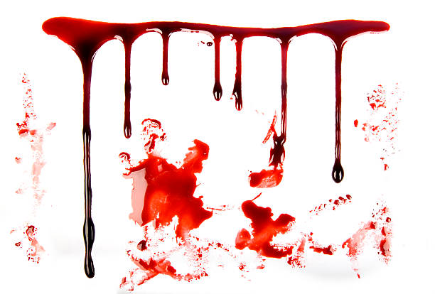 Blood Dripping on White Background stock photo