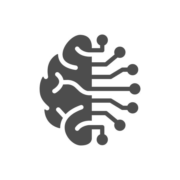 искусственный интеллект силуэт векторных иконок выделен на белом цвете. набор иконок кибертехнологий для веб-сайтов, мобильных приложений - artificial intelligence stock illustrations