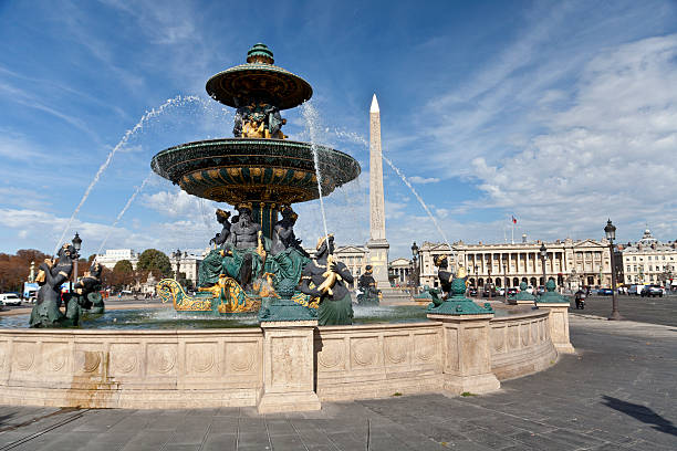Fountain at Concorde in Paris stock photo