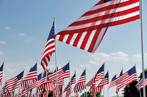 istock American Flags on Memorial Day  at a Cemetery 136754736