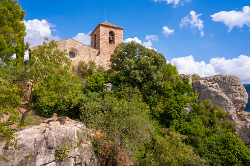 Siurana Ciurana church facade in Priorat wine area of Catalonia in Tarragona province