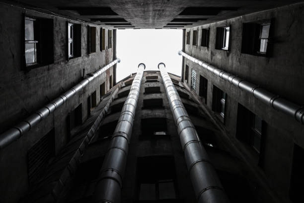 istock Dark inner courtyard perspective, abstract photo 1367549783