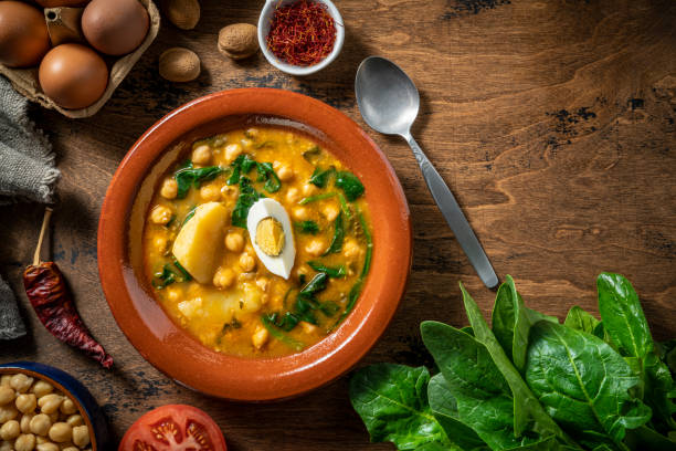 istock Potaje de garbanzos, chickpea stew spanish recipe vegetarian with spinach 1367552240