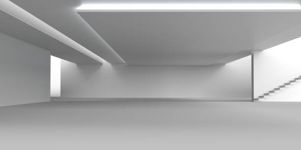 istock Modern architecture white room, minimal room with innovative design for passive house background, artistic lighting, empty space for copy space 1367553102