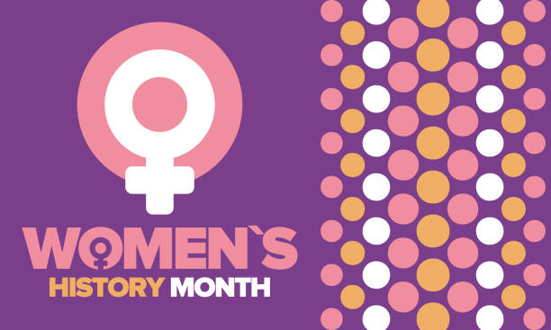 Women's History Month in March. Women's rights and Equality. Girl power in world. Female symbol in vector. Celebrated annually to mark women’s contribution to history. Poster, postcard, illustration Women's History Month in March. Women's rights and Equality. Girl power in world. Female symbol in vector. Celebrated annually to mark women’s contribution to history. Poster, postcard, illustration female gender symbol stock illustrations