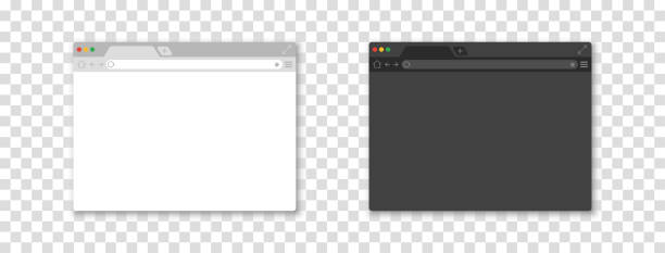 illustrations, cliparts, dessins animés et icônes de jeu de maquettes de fenêtre de navigateur web. cv en noir et blanc. arrière-plan transparent. modèle de bureau du navigateur. illustration vectorielle. - laptop browser isolated web page