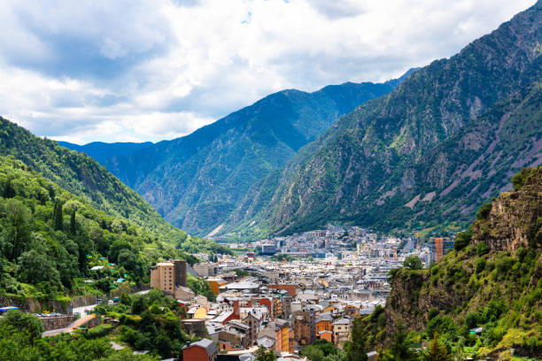 aerial view of the city of Andorra la Vella, capital of Andorra aerial view of the city of Andorra la Vella, capital of Andorra."r"n andorra stock pictures, royalty-free photos & images