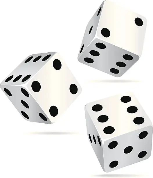 Vector illustration of Three dice isolated on a white background