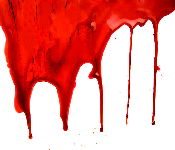Blood Dripping on White Background stock photo