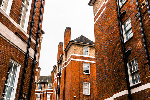 Brick apartment block in London