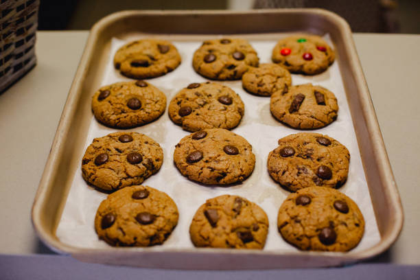 istock Cookies, with chocolate chips, inside a form, after being baked in an oven 1367561308