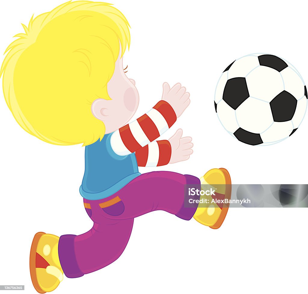 Petit garçon jouant au football - clipart vectoriel de Activité libre de droits