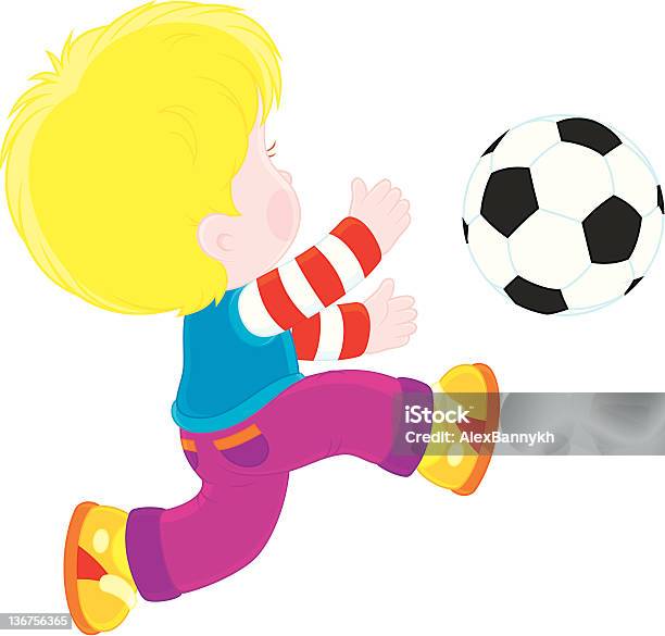 Petit Garçon Jouant Au Football Vecteurs libres de droits et plus d'images vectorielles de Activité - Activité, Balle ou ballon, Ballon de football