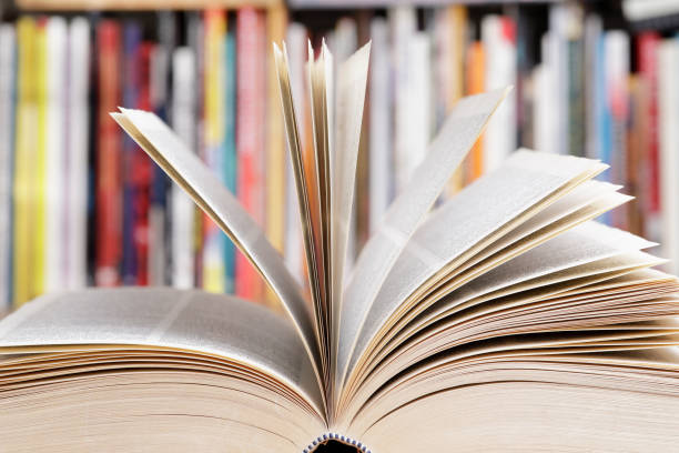 istock Open book close up at the library 1367566379