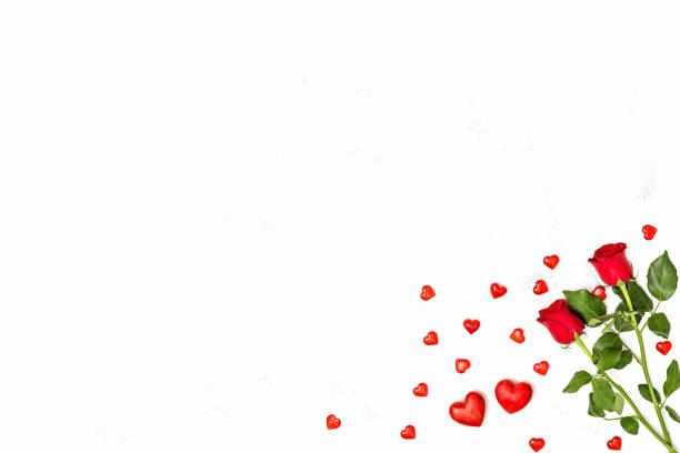 istock Red hearts rose flowers decoration. Valentines Day background 1367567263