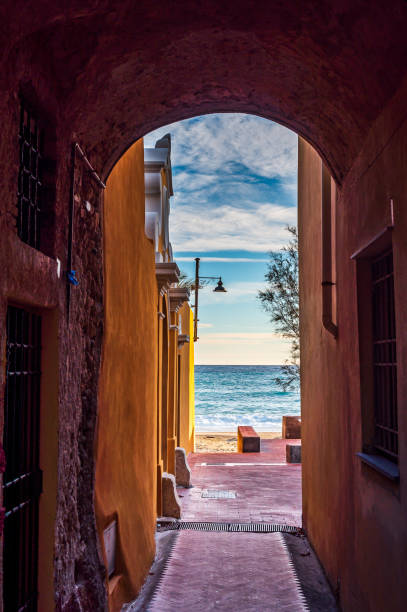 A little piece of sea seen from the old town of Varigotti on the italian Riviera