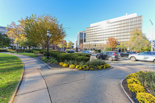 Morristown, NJ USA - November 6, 2021: Morristown Green late fall afternoon