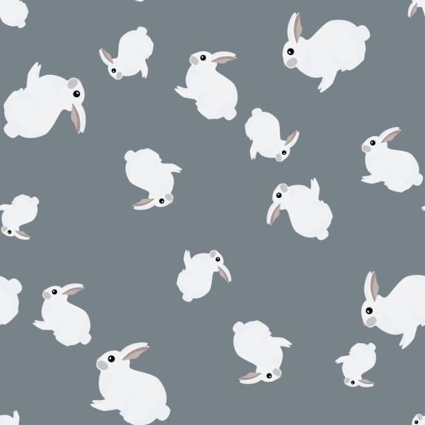 istock Seamless pattern of rabbit. Domestic animals on colorful background. Vector illustration for textile. 1367575456
